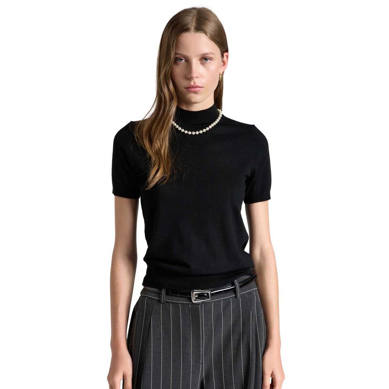 Cue Merino Short Sleeve Mock Neck Knit image number 7